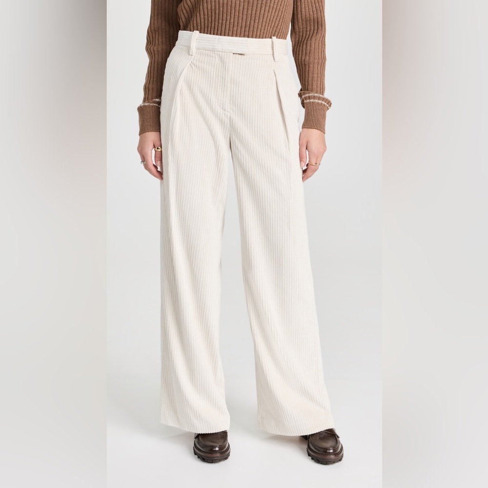 Rag & Bone Bennett Wide-Leg Corduroy Pant Classic Fit Ivory